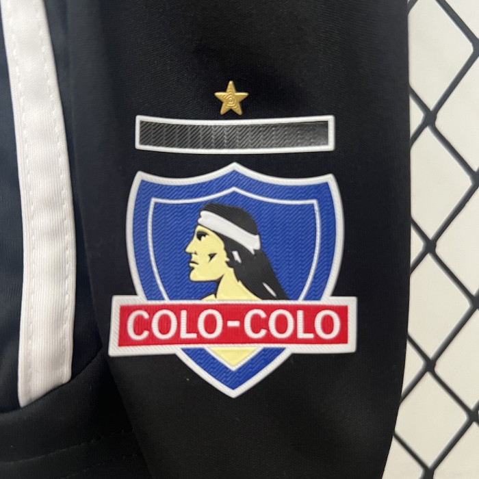 Youth Uniform Kids Kit 2024-2025 Colo-colo Away Black Soccer Jersey Shorts Child Football Set