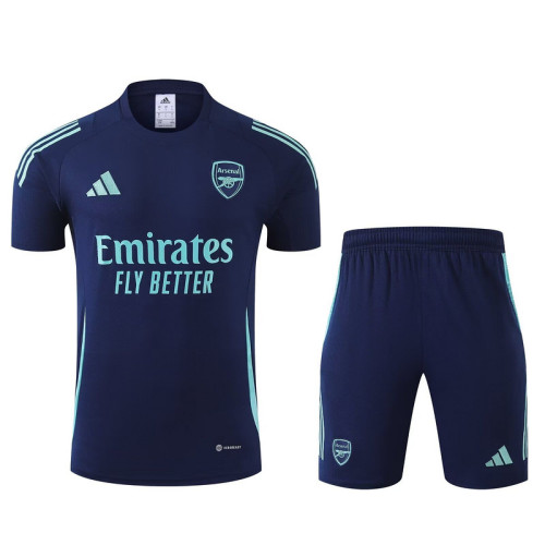 Adult Uniform 2024 Arsenal Dark Blue/Green Soccer Training Jersey and Shorts Football Kits