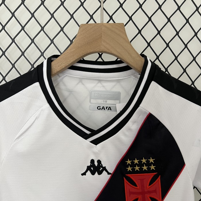 Youth Uniform Kids Kit 2024-2025 Vasco da gama Away White Soccer Jersey Shorts Child Football Set