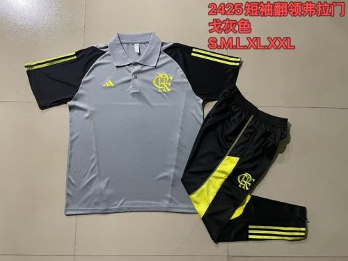 Adult Uniform 2024 Flamengo Grey Soccer Polo and Pants