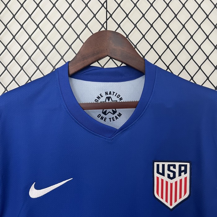 Fan Version 2024 USA Away Blue Soccer Jersey United States Football Shirt