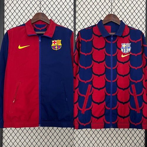 2024 Barcelona Trench Coat Soccer Reversible Windbreaker Jacket