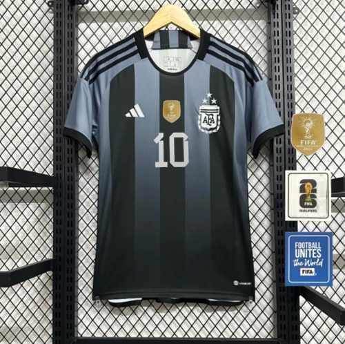 with FIFA World Champions 2022 Patch Fan Version Argentina 2024 Black Soccer Training Jersey Football Pre-match Shirt
