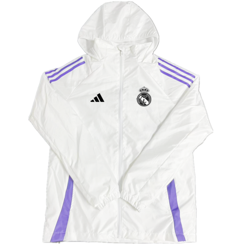2024 Real Madrid White/Purple Soccer Windbreaker Jacket Football Jacket