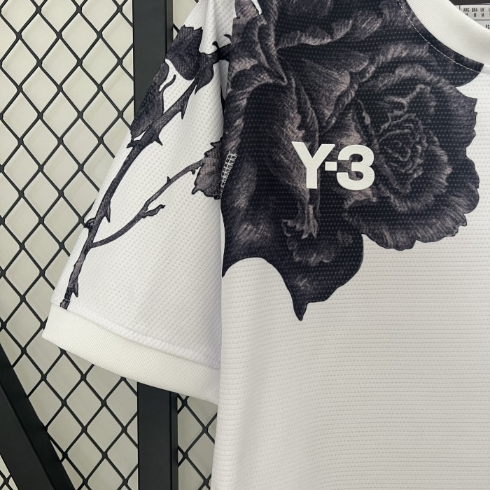 Fan Version 2024 Y-3 Real Madrid White/Black Flower Soccer Jersey Real Football Shirt