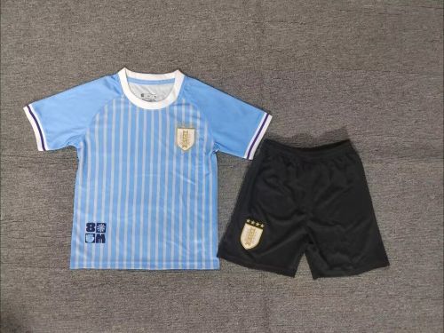 Youth Uniform Kids Kit 2024 Uruguay Home Soccer Jersey Shorts Child Football Set