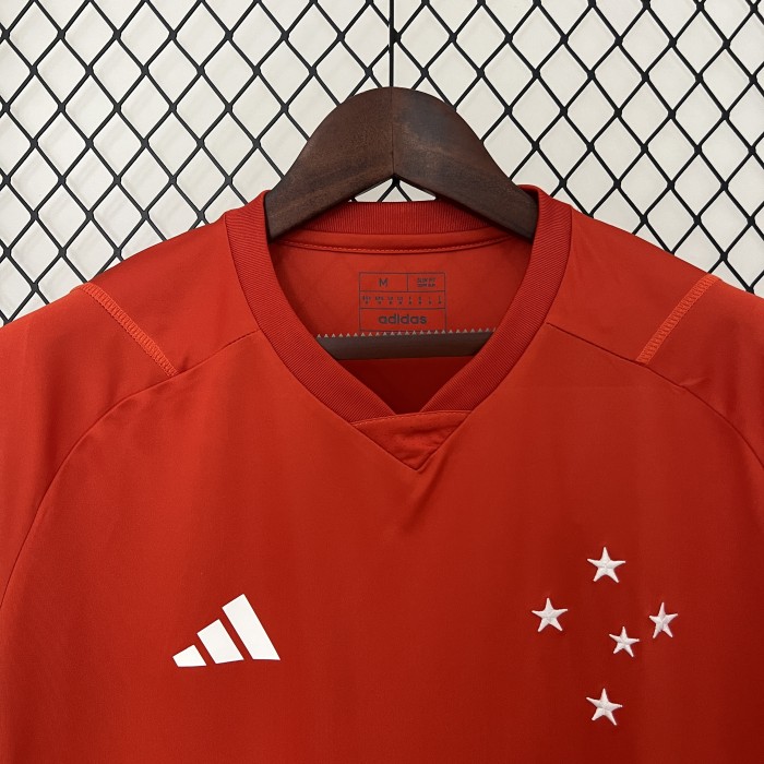 2024-2025 Cruzeiro Red Soccer Training Jersey Football Pre-match Shirt