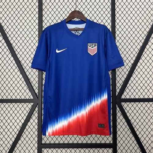 Fan Version 2024 USA Away Blue Soccer Jersey United States Football Shirt