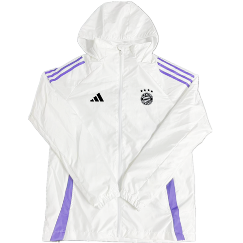 2024 Bayern Munich White/Purple Soccer Windbreaker Jacket Football Jacket