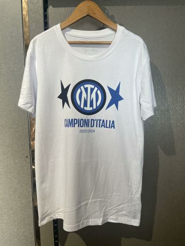2024 Inter Milan White Two Star Champion Cotton T-shirts