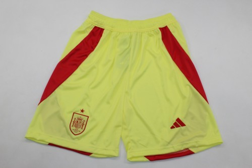 Fan Version Spain 2024 Away Yellow Soccer Shorts Football Shorts