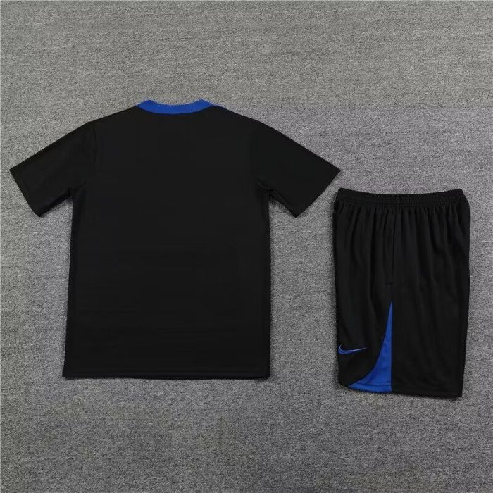 Adult Uniform 2024 Netherlands Black/Blue Soccer Training Jersey and Shorts Football Kits