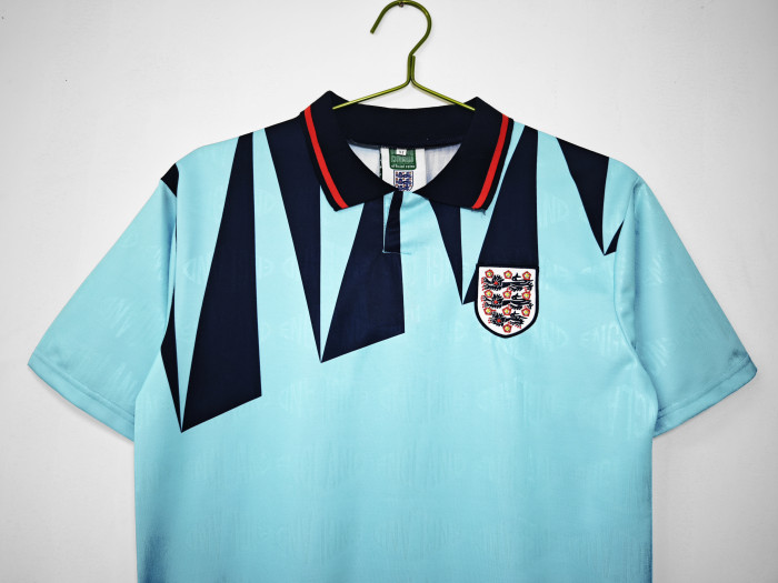 Retro Jersey 1992 England Third Away Blue Soocer Jersey Vintage Football Shirt