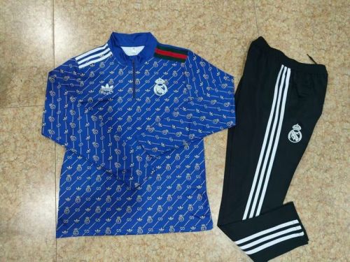 2024 Real Madrid Blue CG Version Soccer Training Sweater and Pants
