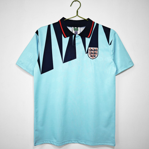 Retro Jersey 1992 England Third Away Blue Soocer Jersey Vintage Football Shirt
