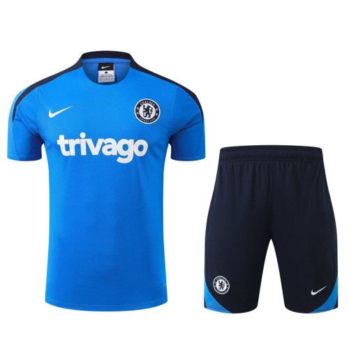 Adult Uniform 2024-2025 Chelsea Blue Soccer Training Jersey and Shorts Football Kits