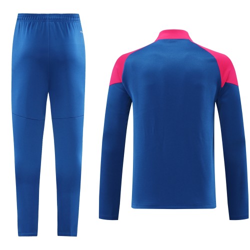 2024 Ac Milan Blue/Pink Soccer Training Hoodie and Pants Football Tracksuit