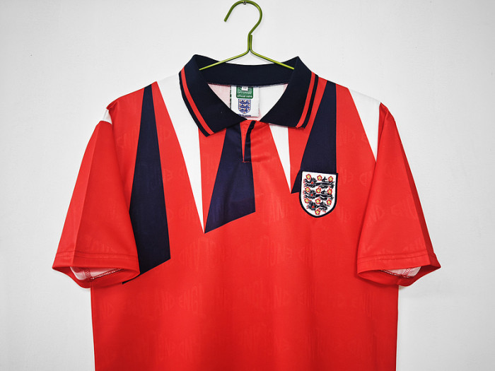 Retro Jersey 1992 England Away Red Soocer Jersey Vintage Football Shirt