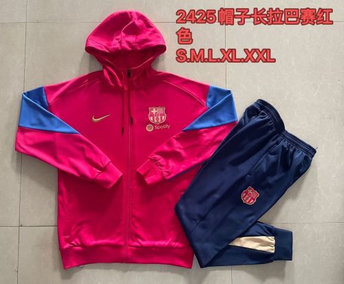 2024 Barcelona Red/Blue Soccer Training Hoodie and Pants Football Tracksuit