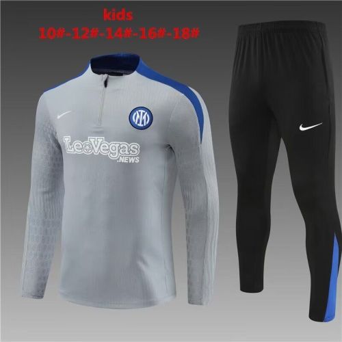 Youth 2024 Inter Milan Grey Soccer Training Sweater and Pants