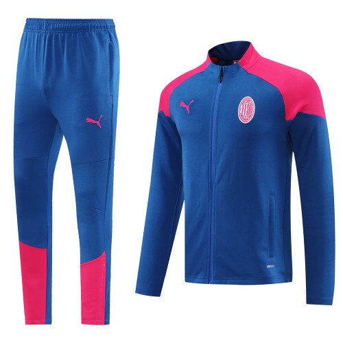 2024 Ac Milan Blue/Pink Soccer Training Hoodie and Pants Football Tracksuit
