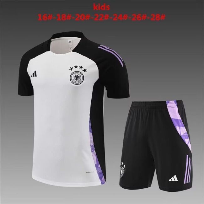 Youth Kids 2024 Germany White Soccer Training Jersey Shorts Child Football Set