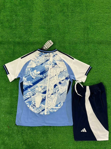 Youth Uniform Kids Kit Japan 2024 Blue White Dragon Version Soccer Jersey Shorts Child Football Set