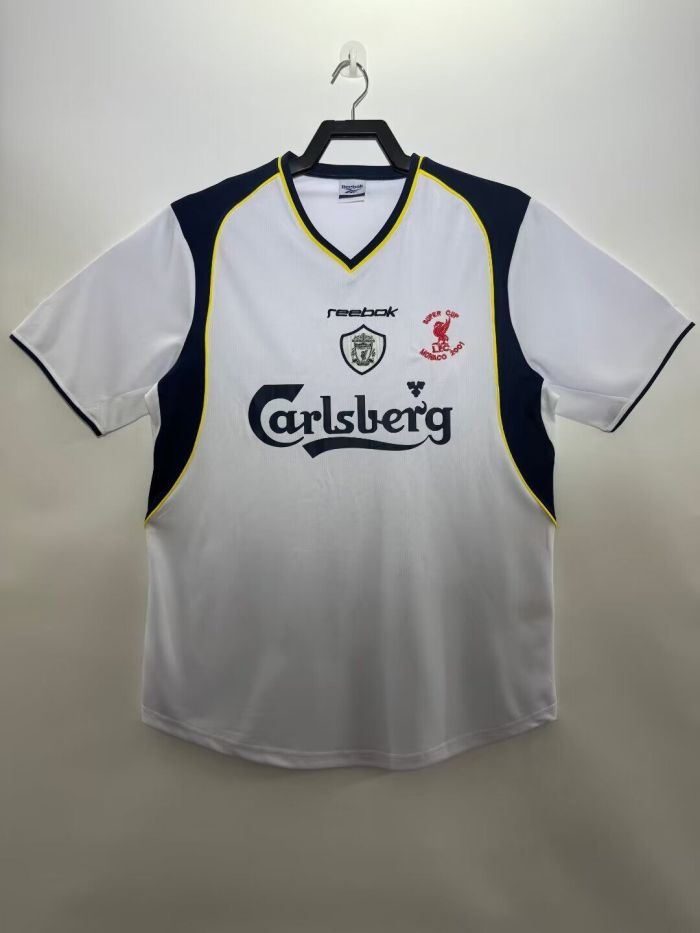 Retro Jersey 2000-2001 Liverpool White Super CUP FINAL Soccer Jersey Vintage Football Shirt