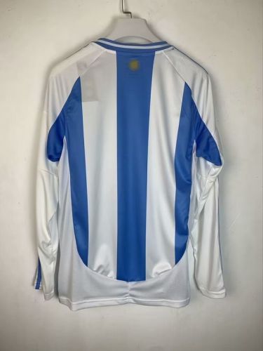 Long Sleeve with FIFA World Champions 2022 Patch Fan Version Argentina 2024 Home Soccer Jersey Camisetas de Futbol