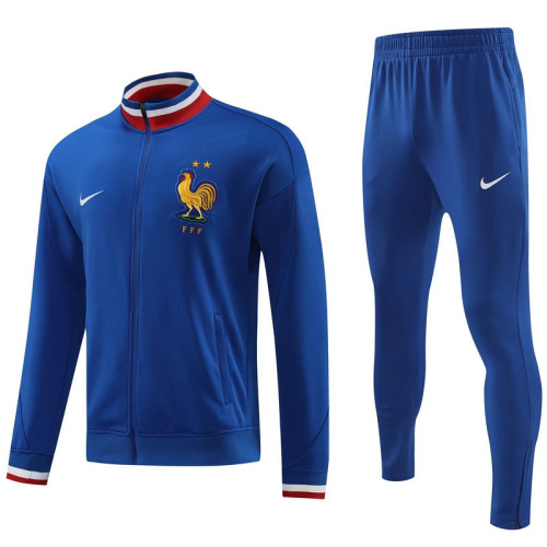 2024 France Blue Soccer Training Jacket and Pants Football Tracksuit