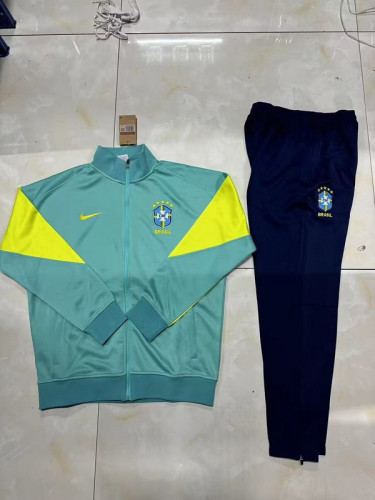 2024 Brazil Green/Yellow Soccer Training Jacket and Pants Football Tracksuit