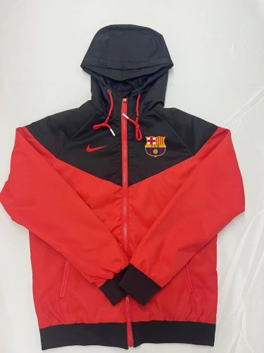 2024 Barcelona Red/Black Soccer Hoodie Football Windbreaker Jacket
