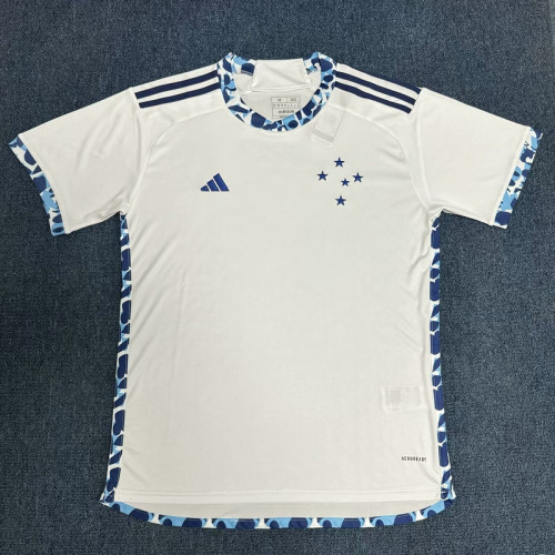Fan Version 2024-2025 Cruzeiro Away White Football Shirt Soccer Jersey