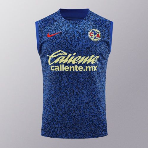 2024-2025 Club America Aguilas Blue/Black Soccer Training Vest Football Pre-match Shirt