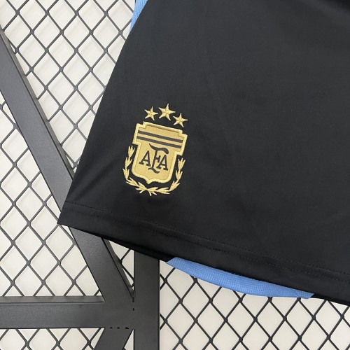 Fan Version 2024 Argentina Black/Blue Soccer Shorts