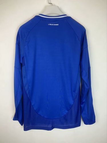 Fan Version Long Sleeve Italy 2024 Home Soccer Jersey Football Shirt