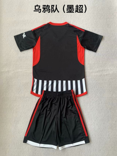Youth Uniform Kids Kit Cuervos 2024-2025 Home Soccer Jersey Shorts Child Football Set