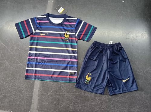 Youth Uniform Kids Kit France 2024 Colorful Soccer Training Jersey Shorts Child Football Set