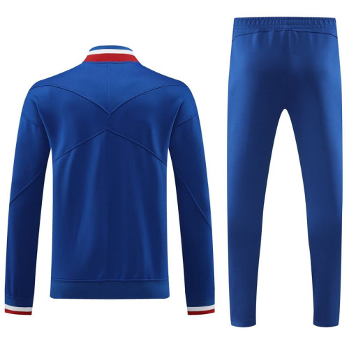 2024 France Blue Soccer Training Jacket and Pants Football Tracksuit