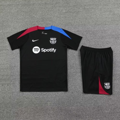 Adult Uniform 2024 Barcelona Black/Red/Blue Soccer Training Jersey and Shorts Football Set