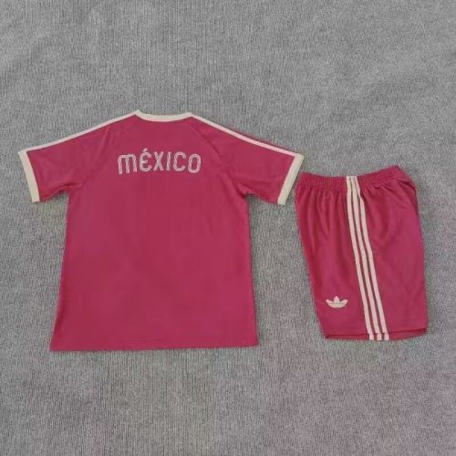 Youth Uniform Kids Kit Mexico Red Soccer Training Jersey Shorts Child Football Set