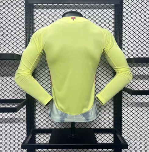 Long Sleeve Player Version Spain 2024 Away Yellow Soccer Jersey España Camisetas de Futbol