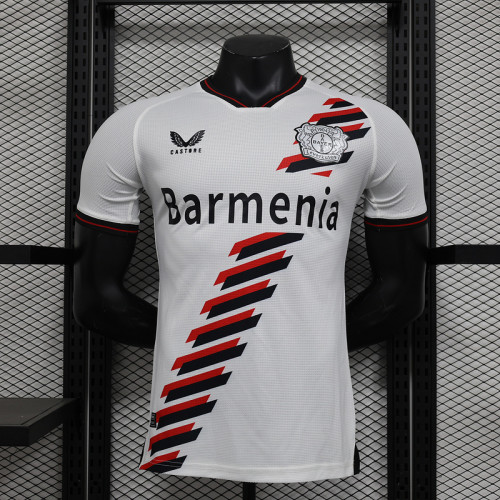 Player Version 2024-2025 Bayer 04 Leverkusen Away White Soccer Jersey Football Shirt