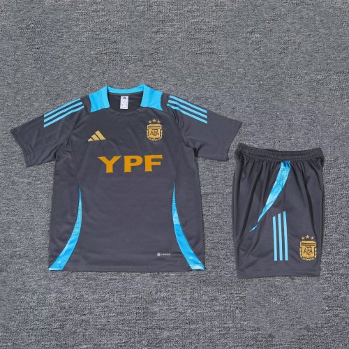 Adult Uniform 2024 Argentina Black Soccer Training Jersey and Shorts Cotton Football Kits