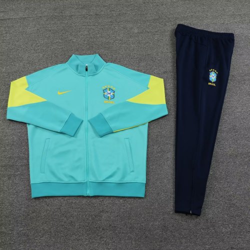 2024 Brazil Blue/Yellow Soccer Training Jacket and Pants Football Tracksuit