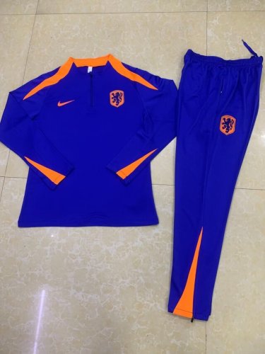 2024 Netherlands Blue Soccer Training Sweater and Pants