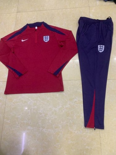 2024 England Red Soccer Training Sweater and Pants