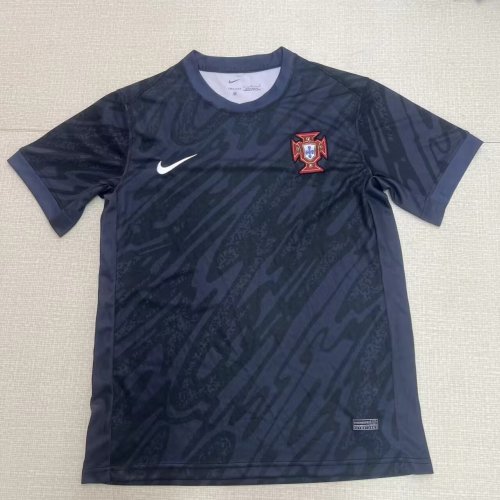 Fan Version 2024 Portugal Black Gaolkeeper Soccer Jersey Football Shirt