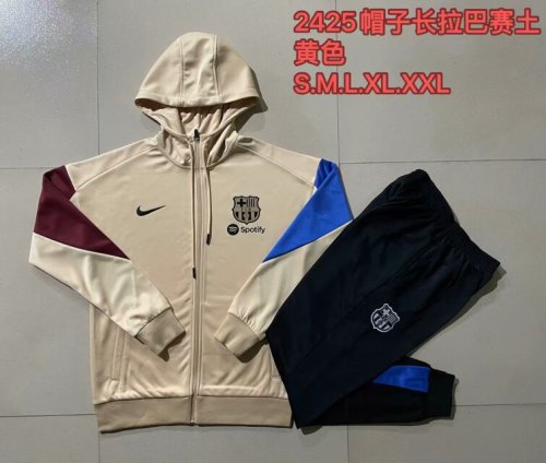 2024 Barcelona Yellow/Red/Blue Soccer Training Hoodie and Pants Football Tracksuit