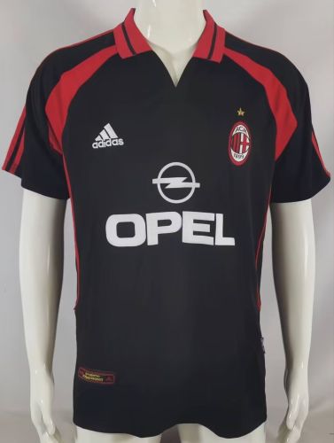 Retro Jersey 2000-2001 AC Milan Third Away Black Soccer Jersey AC Vintage Football Shirt